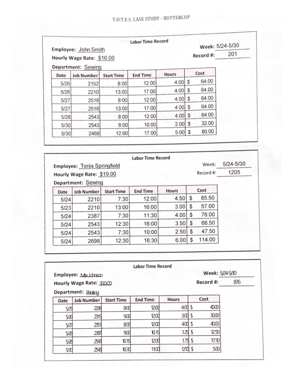or Product (DM, DL or MOH) T.O.T.E.S. CLASSIFY COST Estimated Revenues And