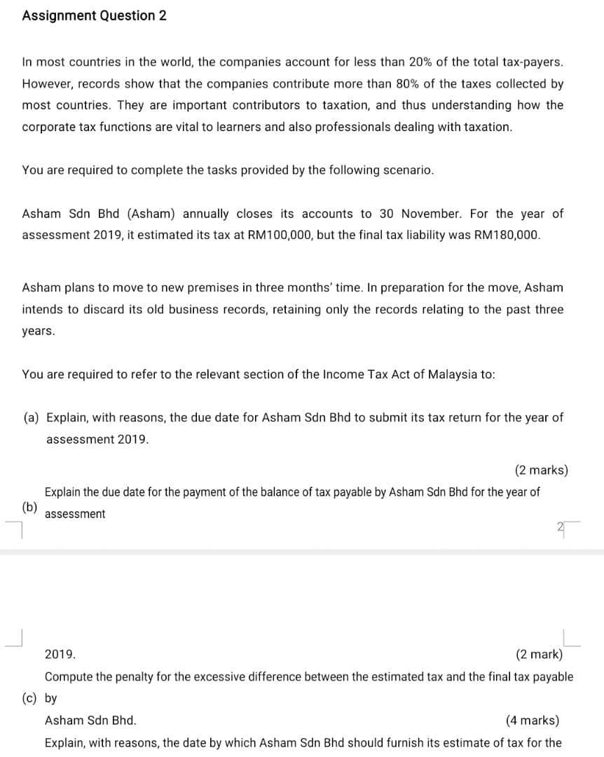 Assignment Question 2 In most countries in the world, the companies