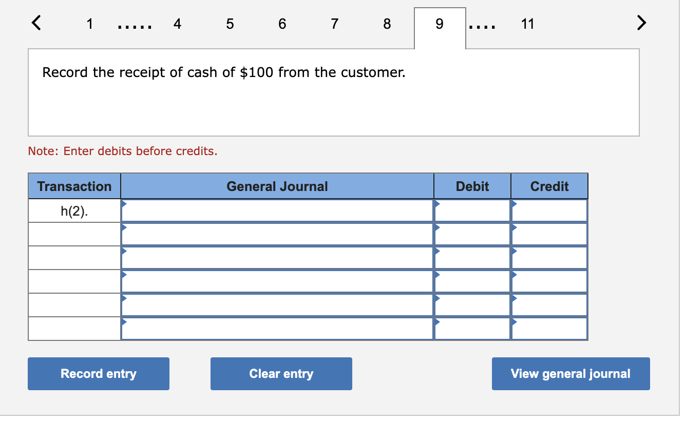 of accounts receivable method. The company entered into the following partial list