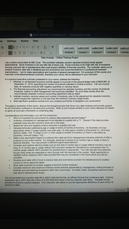 a CCT 4112 DA CT Exercise (1) Compatibility Made es Mailings
