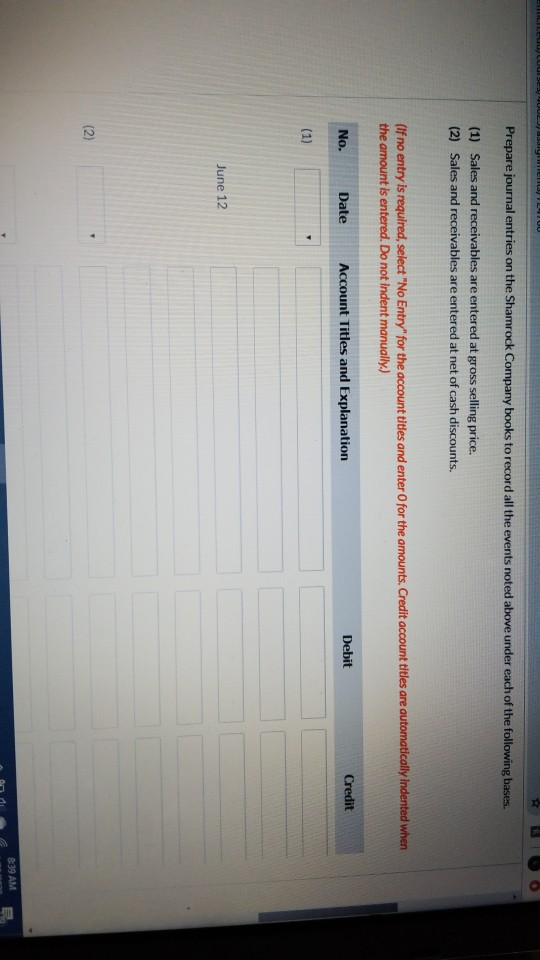 On June 3, Shamrock Company sold to Chester Company merchandise having a