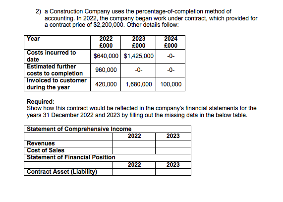 please i want the answer with an explanation 2) a Construction
