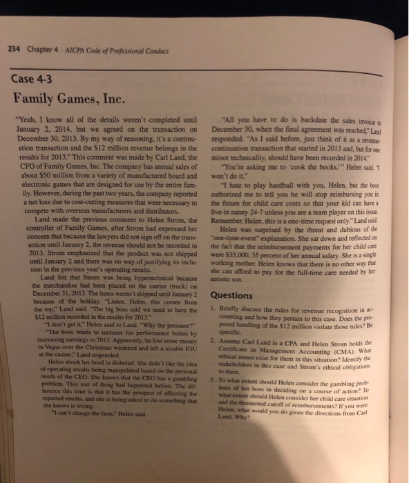  234 Chapter 4 AICPA Code of Professional Conduct Case 4-3 Family