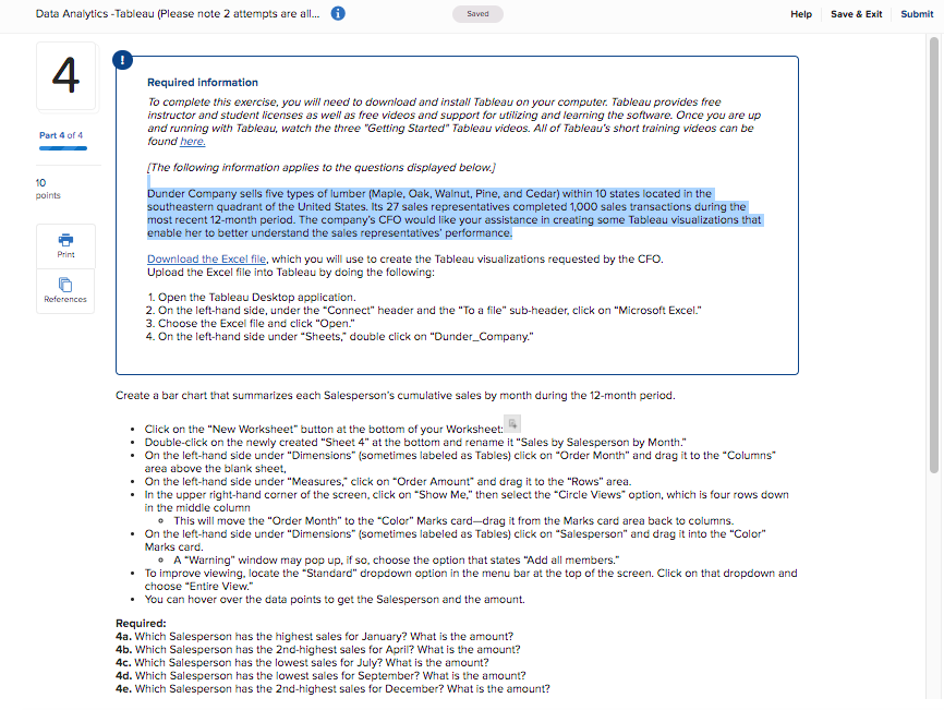 4 10 points Required information To complete this exercise, you will need