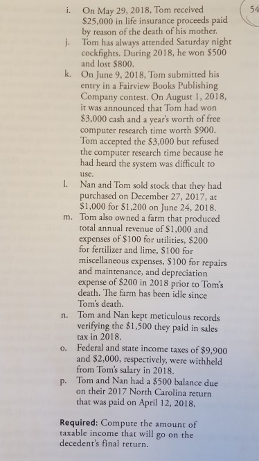 his spouse, Nan. Tom was age 65 at the time of his