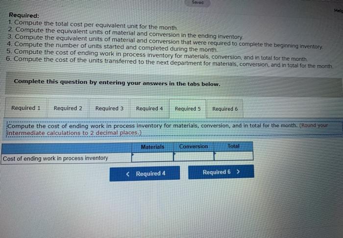 inventory Percentage completion of ending Inventory Materials 20% Conversion 2011 40% The