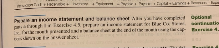 statement amounts The transactions relating to the formation of Blue Co. Stores,