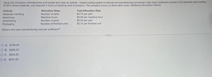 thumbs up for a clear cut answer What is the total manufacturing