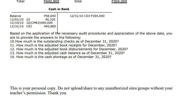 2020. The bank reconciliation prepared by Can't Stop Me Company at November