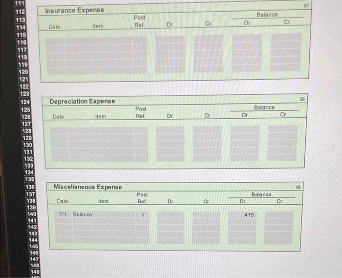 - Balance Sheet accounts \begin{tabular}{|lllllll|} \hline Office Equipment & & & &