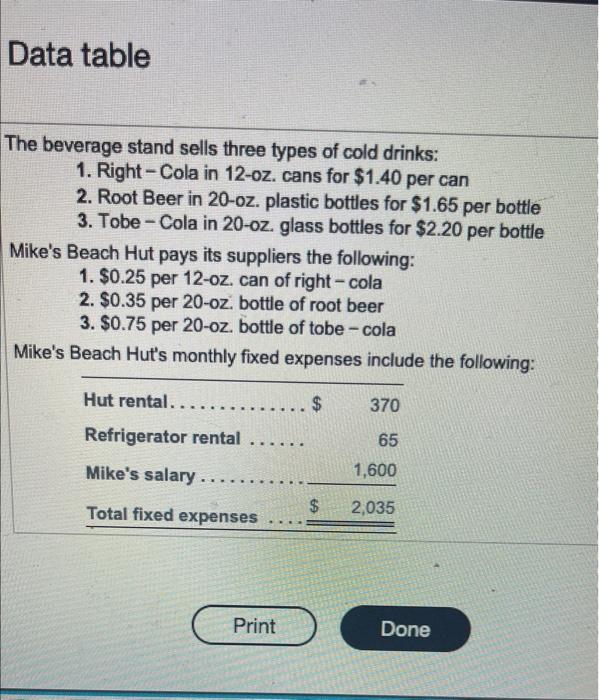 cans or three 20-ounce plastic or glass botles. (Click the icon to