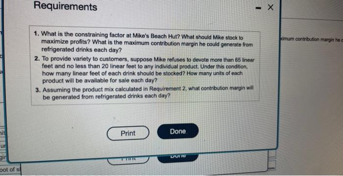 Mike's Beach Hut Product Mix Analysis The beverage stand sells three types