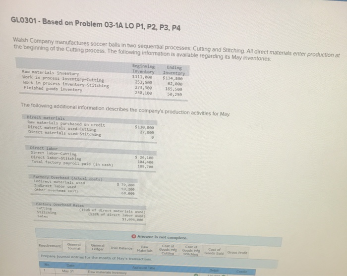  GLO301 - Based on Problem 03-1A LO P1, P2, P3, P4