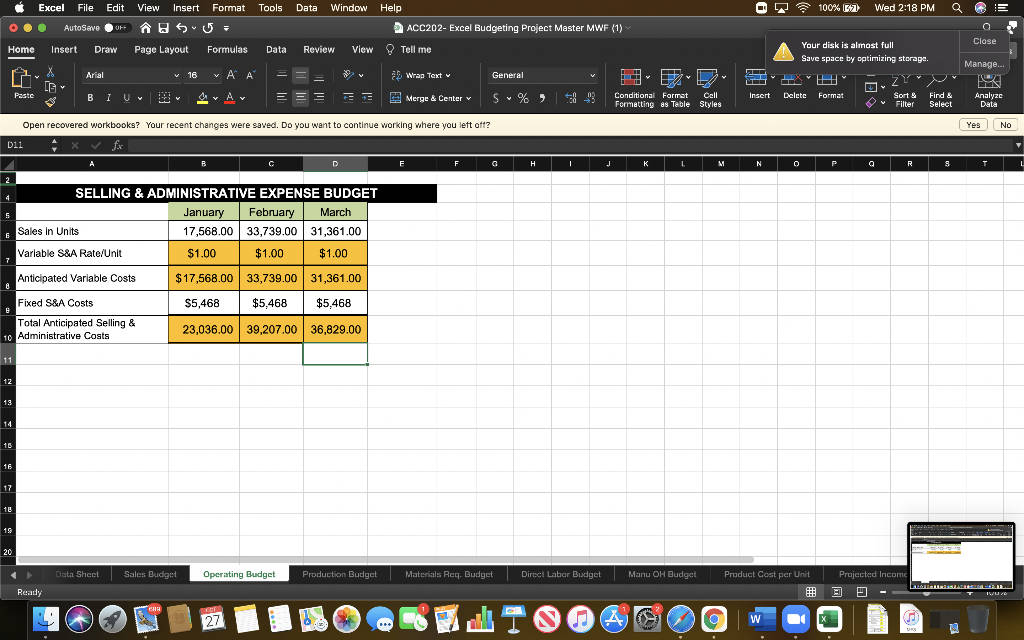 Draw Page Layout Formulas Data ACC202- Excel Budgeting Project Master MWF (1)