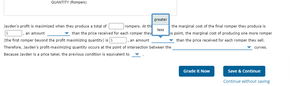 market price equal to $20 per romper. The following graph shows Jayden's