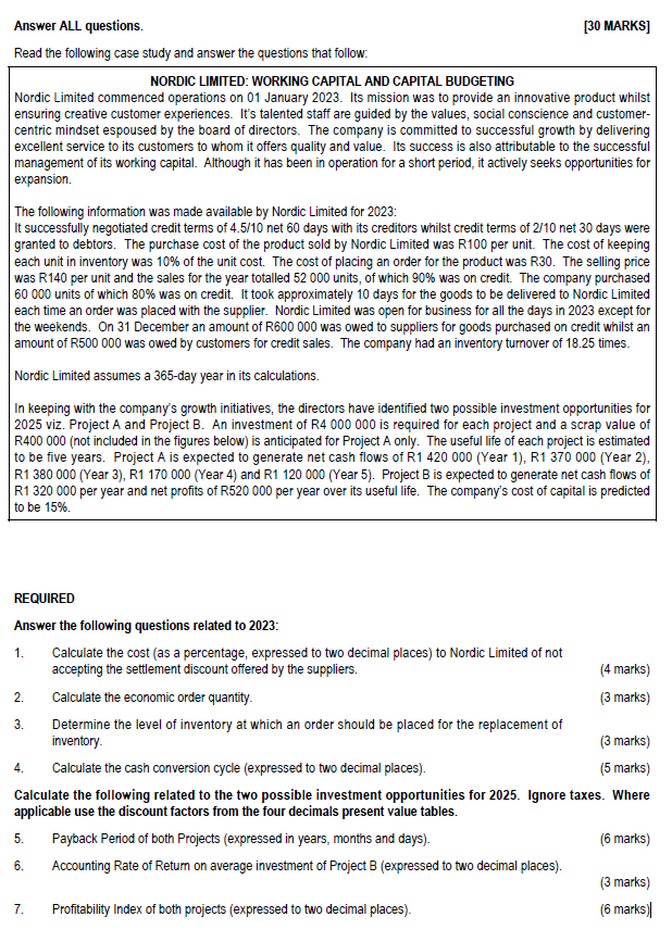  Answer ALL questions. Read the following case study and answer the