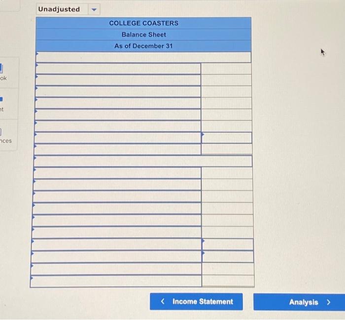 Receivable 1,820 Inventory Prepaid Rent 540 Equipment 790 Accumulated Depreciation 90 Accounts