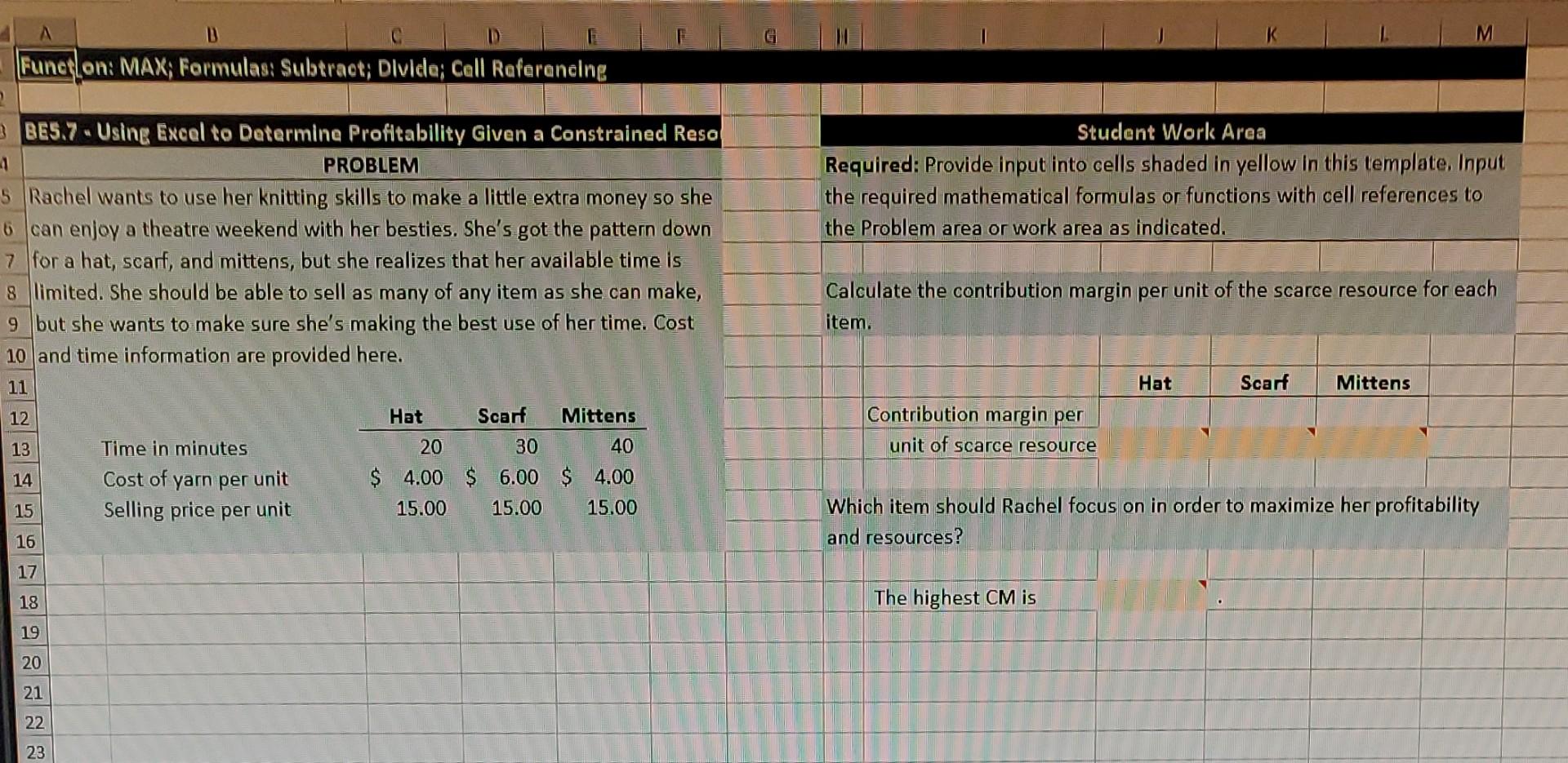Can you please help solve this math question? BE5.7 - Using Excel