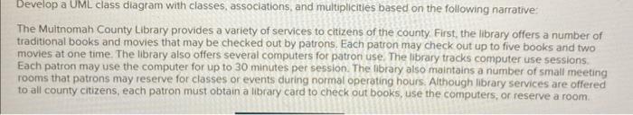 complete BOTH parts Develop a UML class diagram with classes, associations, and