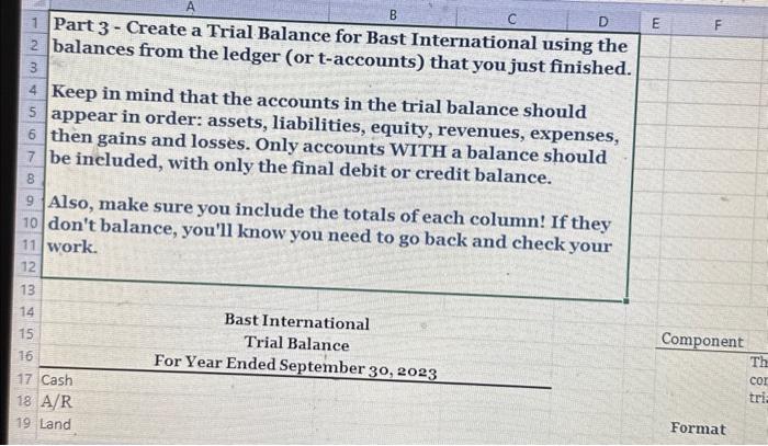 losses. Only accounts WITH a balance should be included, with only the