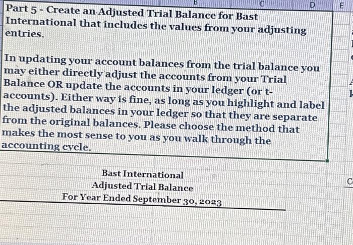 go back and check your work. Part 5 - Create an Adjusted