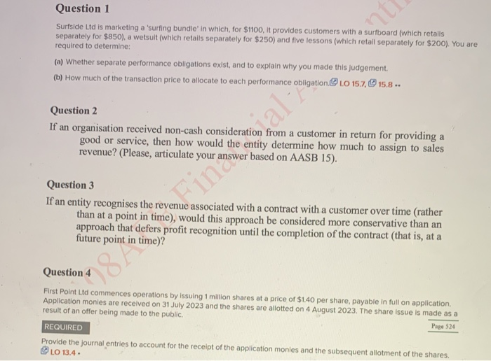  Can you please answer questions 1 to 4? Question 1 Surfside