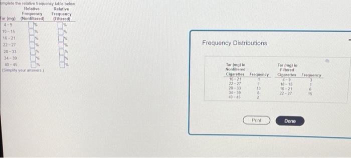 construct one table that includes relative frequencies based on the frequency distributions