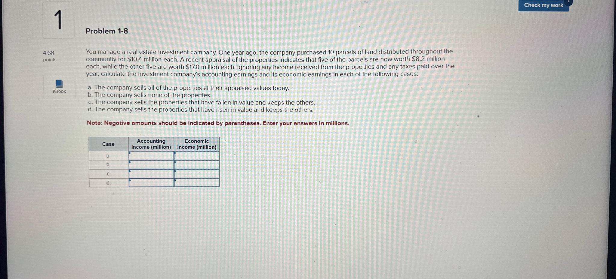  1 Problem 1-8 4.68 points You manage a real estate investment