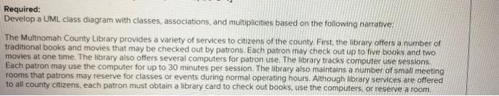 diagram with classes, associations, and multiplicities based on the following narrative? The