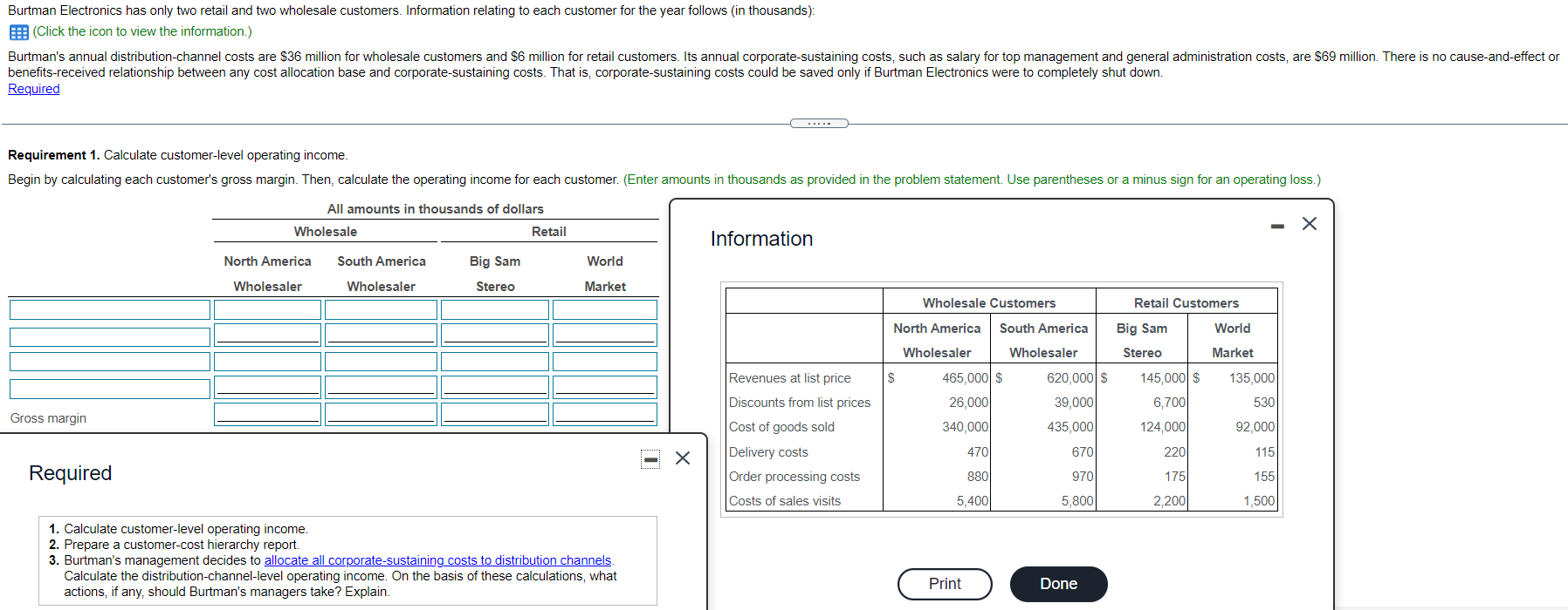 ALL INFORMATION IS SHOW. MAKE SURE YOUR ANSWER IS CORRECT Burtman Electronics