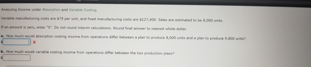 Variable manufacturing costs are $79 per unit, and fixed manufacturing costs