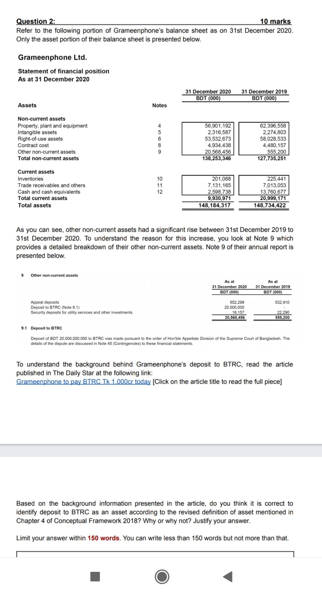 Subject: Assignment Give the Answer Question 2: 10 marks Refer to the