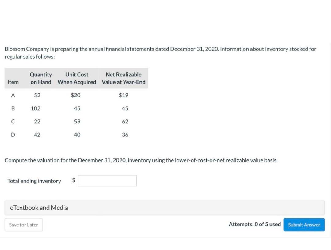 Company is applying the lower-of-cost-or-net realizable value basis of valuing its ending