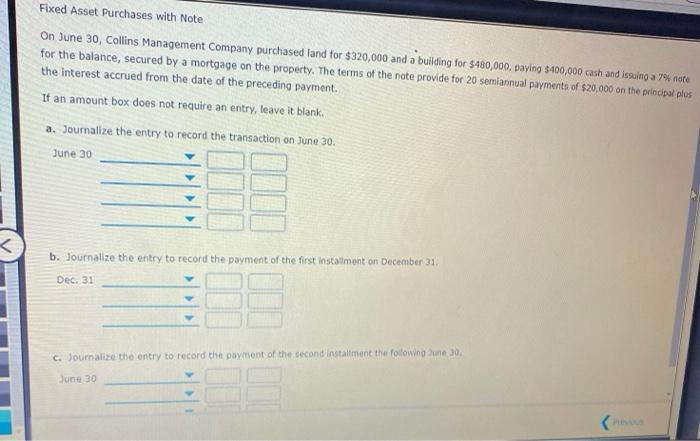  Fixed Asset Purchases with Note On June 30, Collins Management Company