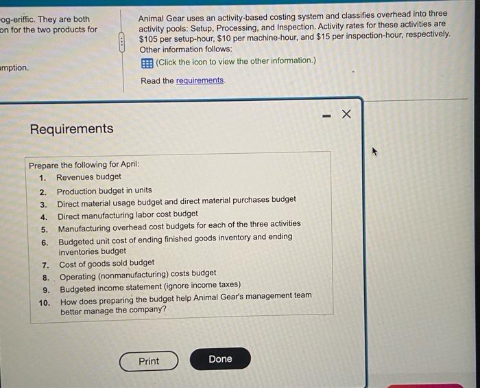 icon to view the information for the two products:) Animal Gear accounts