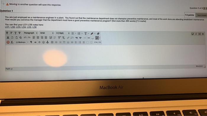  Moving to another question will save this response. Question 1 of