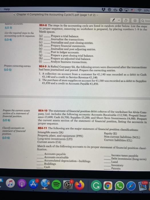(page 1 of 2) Q Search Chapter 4 Completing the Accounting Cycle