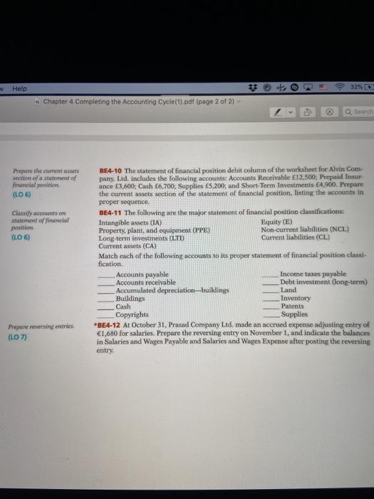 BRIEF EXERCISES BE4-1 The steps in using a worksheet are presented in