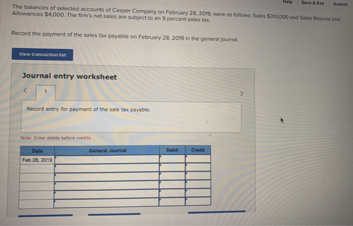 Please Help Help Save & Exit Submit The balances of selected accounts