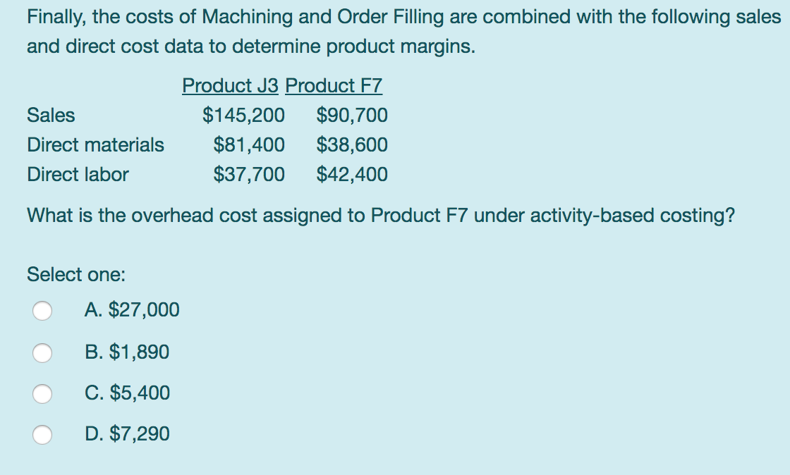 Other. In the first stage allocations, costs in the two overhead accounts,