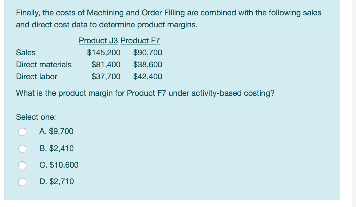 equipment depreciation and supervisory expense, are allocated to the three activity cost