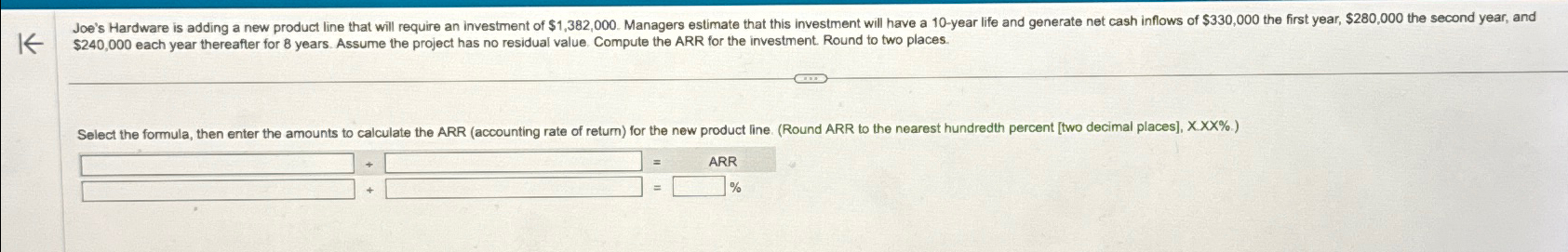  $240,000 each year thereafter for 8 years. Assume the project has