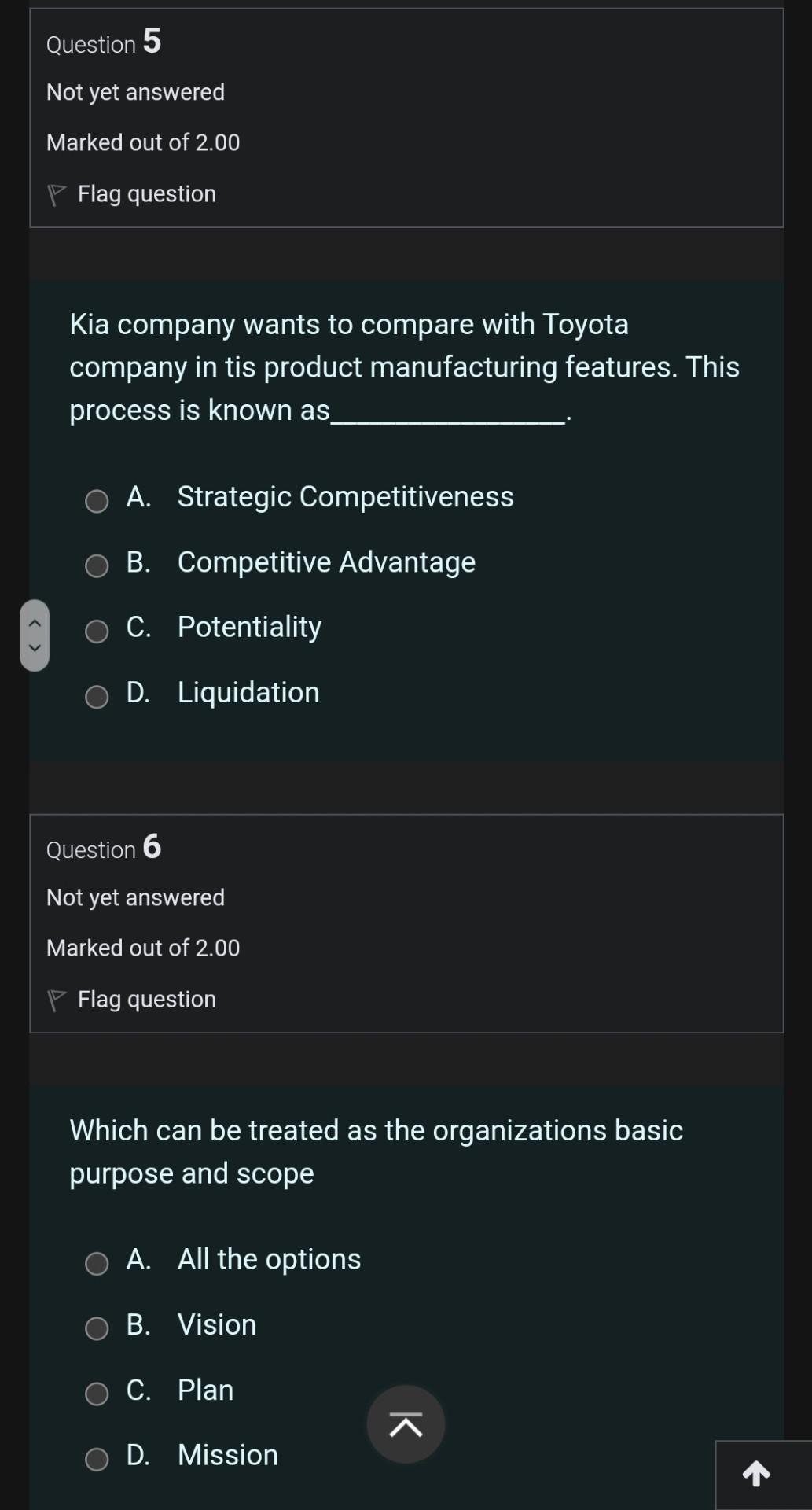 organizations reason for being in business? A. None of these B. Mission