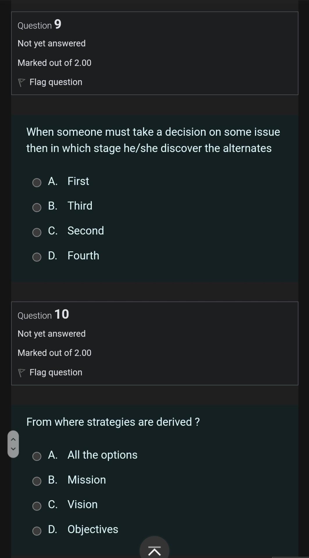 out of 2.00 Flag question Who is the most important stakeholder at