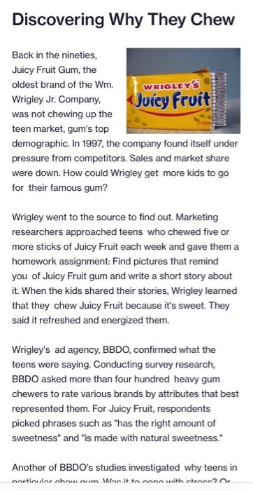 Fruit Gum case study in Chapter 6 of the Principles of Marketing