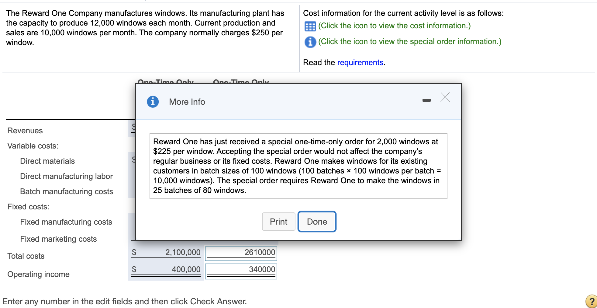 limit tries. Please show me the calculations. Thank you. The Reward One