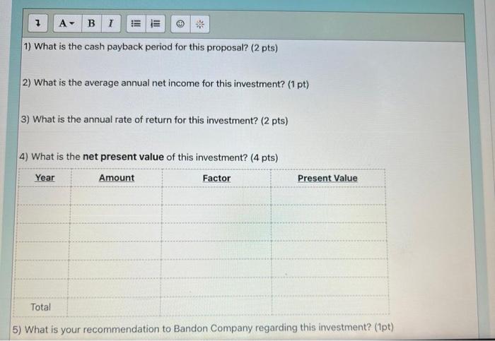 (10 points) The Sports Complex is considering an investment proposal. The initial