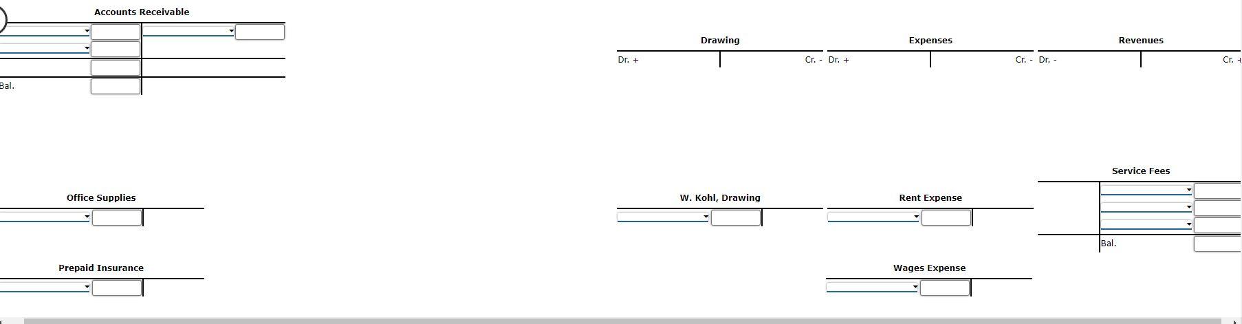 an assistant. Kohl has decided to use the following accounts for recording