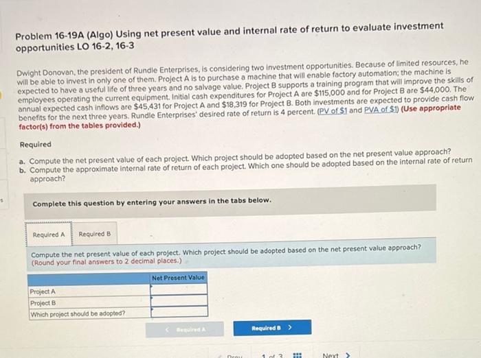 Using net present value and internal rate of return to evaluate investment
