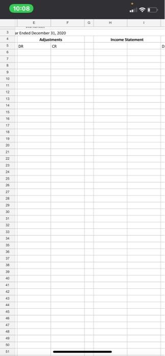 i need an answer for the adjustment and also for income statement
